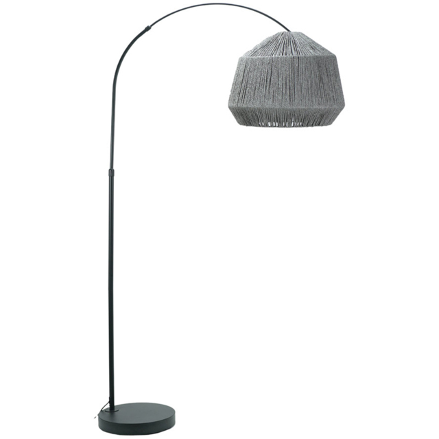 ValueLights Louis Grey Rope Dome Shade Black Curved LED Floor Lamp - Size: 180 x 42 x 112cm - Wilko - image 1