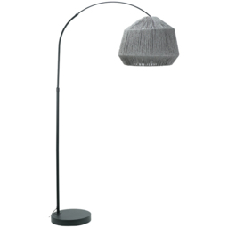 ValueLights Louis Grey Rope Dome Shade Black Curved LED Floor Lamp - Size: 180 x 42 x 112cm - Wilko - thumbnail 1