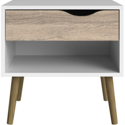 Florence Single Drawer White and Oak Bedside Table Set of 2 - Furniture to Go - Wilko - thumbnail 4