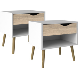 Florence Single Drawer White and Oak Bedside Table Set of 2 - Furniture to Go - Wilko - thumbnail 3