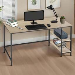 tectake Canton Oak Sonoma 2 Compartment Office Desk - Brown - Wilko - thumbnail 1