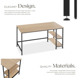 tectake Canton Oak Sonoma 2 Compartment Office Desk - Brown - Wilko - thumbnail 4