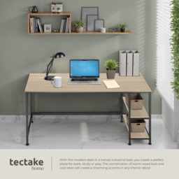 tectake Canton Oak Sonoma 2 Compartment Office Desk - Brown - Wilko - thumbnail 5