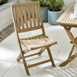 Furniturebox Essen Set of 2 Wooden Foldable Outdoor Dining Chair - Size: 60 x 47 x 60cm - Brown - Wilko - thumbnail 1