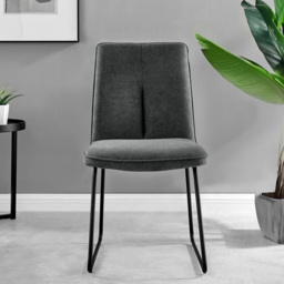 Furniturebox Nova Harley 4 Seater Round Dining Set Black High Gloss and Dark Grey - Wilko - thumbnail 4