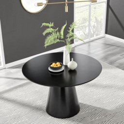 Furniturebox Nova Harley 4 Seater Round Dining Set Black High Gloss and Dark Grey - Wilko - thumbnail 3