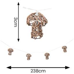 ValueLights Mushroom Rattan Battery Operated Outdoor Garden String Light 10 Pack - Size: 8 x 240 x 6cm - Brown - Wilko - thumbnail 5
