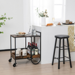 Costway Rustic Brown Rolling Buffet Serving Bar Cart - Size: 79 x 68 x 10cm - Wilko - thumbnail 5