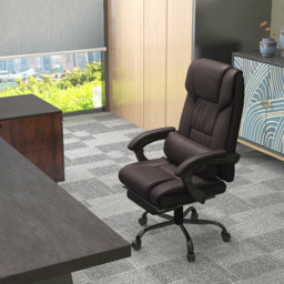 Portland Brown PU Leather Swivel Massage Office Chair - Size: 66 x 75 x 122cm - Wilko - thumbnail 7