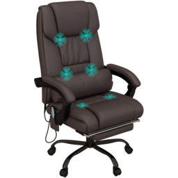 Portland Brown PU Leather Swivel Massage Office Chair - Size: 66 x 75 x 122cm - Wilko - thumbnail 3