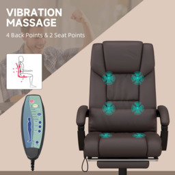 Portland Brown PU Leather Swivel Massage Office Chair - Size: 66 x 75 x 122cm - Wilko - thumbnail 4