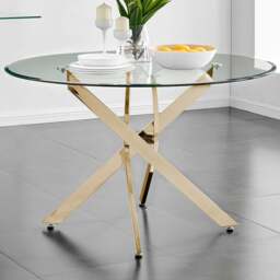 Furniturebox Arona 6 Seater Round Dining Table Gold - Size: 4 Seater - Wilko - thumbnail 1