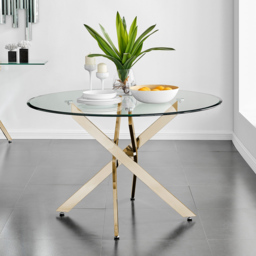 Furniturebox Arona 6 Seater Round Dining Table Gold - Size: 4 Seater - Wilko - thumbnail 6