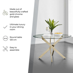 Furniturebox Arona 6 Seater Round Dining Table Gold - Size: 4 Seater - Wilko - thumbnail 7