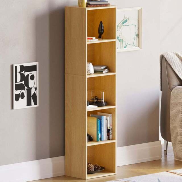 Vida Designs Oxford 5 Shelf Oak Cube Bookcase - Brown - Wilko - image 1