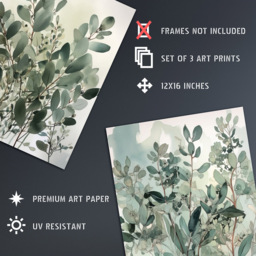 Artery8 Sage Green Botanical Plants Leaves Watercolour Wall Art Print 30 x 41cm 3 Pack - Size: 40.5 x 30.5 x 0.3cm - Wilko - thumbnail 5