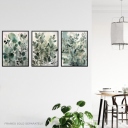 Artery8 Sage Green Botanical Plants Leaves Watercolour Wall Art Print 30 x 41cm 3 Pack - Size: 40.5 x 30.5 x 0.3cm - Wilko - thumbnail 4