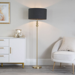 ValueLights Marissa Charcoal Grey Shade Gold Ball LED Floor Lamp - Size: 145 x 45 x 45cm - Wilko - thumbnail 3