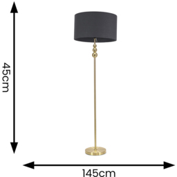ValueLights Marissa Charcoal Grey Shade Gold Ball LED Floor Lamp - Size: 145 x 45 x 45cm - Wilko - thumbnail 7