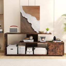 Costway Rustic Brown 3 Tier Asymmetrical Media Console Table - Size: 152 x 38 x 58cm - Wilko - thumbnail 6
