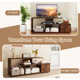 Costway Rustic Brown 3 Tier Asymmetrical Media Console Table - Size: 152 x 38 x 58cm - Wilko - thumbnail 7