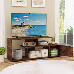 Costway Rustic Brown 3 Tier Asymmetrical Media Console Table - Size: 152 x 38 x 58cm - Wilko - thumbnail 5