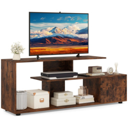 Costway Rustic Brown 3 Tier Asymmetrical Media Console Table - Size: 152 x 38 x 58cm - Wilko - thumbnail 4