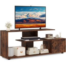 Costway Rustic Brown 3 Tier Asymmetrical Media Console Table - Size: 152 x 38 x 58cm - Wilko - thumbnail 3