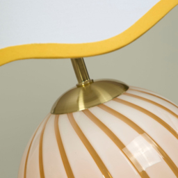 Lighting Collection Sweetie Yellow Two Tone Stripe Glass Table Lamp - Size: 36 x 32 x 32cm - Satin Antique Brass, Yellow and White - Wilko - thumbnail 5