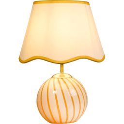 Lighting Collection Sweetie Yellow Two Tone Stripe Glass Table Lamp - Size: 36 x 32 x 32cm - Satin Antique Brass, Yellow and White - Wilko - thumbnail 4