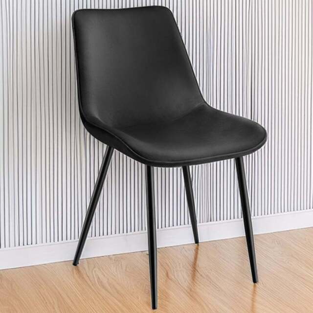 tectake Monroe Set of 6 Black Velvet Dining Chair - Wilko - image 1