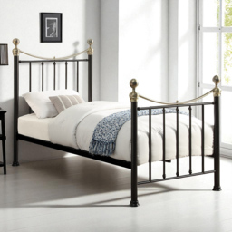 OAT Home Hampstead Single Black and Brass and Black Guest Trundle Metal Bed - Wilko - thumbnail 6