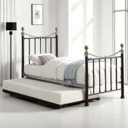 OAT Home Hampstead Single Black and Brass and Black Guest Trundle Metal Bed - Wilko - thumbnail 1