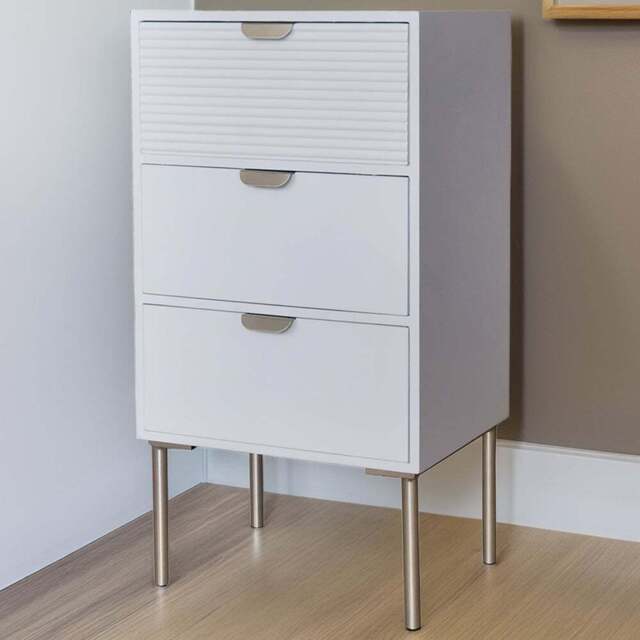 Acacia Home 3 Drawer White Wooden Chest of Drawers - Wilko - image 1