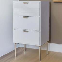 Acacia Home 3 Drawer White Wooden Chest of Drawers - Wilko - thumbnail 1