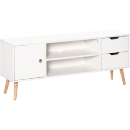 Portland Single Door 2 Drawer White TV Unit - Size: 120 x 28 x 44cm - Wilko - thumbnail 3