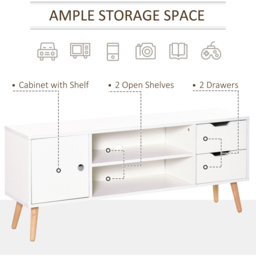 Portland Single Door 2 Drawer White TV Unit - Size: 120 x 28 x 44cm - Wilko - thumbnail 6