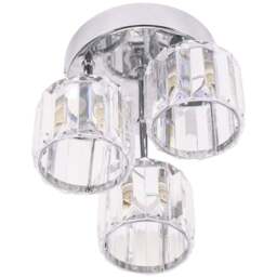 ValueLights Beth Chrome 3 Way Clear LED Glass Drop Ceiling Light - Size: 20 x 19.5 x 18.5cm - Silver - Wilko