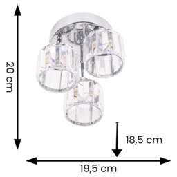 ValueLights Beth Chrome 3 Way Clear LED Glass Drop Ceiling Light - Size: 20 x 19.5 x 18.5cm - Silver - Wilko - thumbnail 7