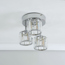 ValueLights Beth Chrome 3 Way Clear LED Glass Drop Ceiling Light - Size: 20 x 19.5 x 18.5cm - Silver - Wilko - thumbnail 4