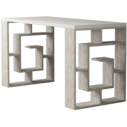 Decortie Labirent Bookshelf Leg Modern Computer Desk White and Ancient White - Size: 75 x 137 x 60cm - Multi - Wilko - thumbnail 3