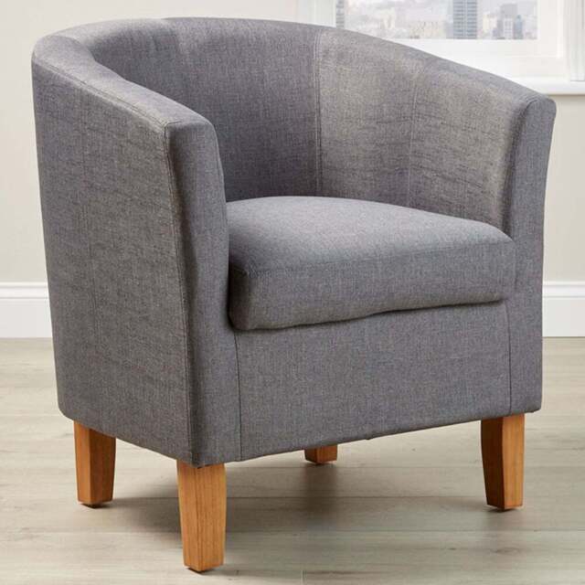 Home Source Bedford Light Grey Padded Tub Chair - Size: Single - Wilko - image 1