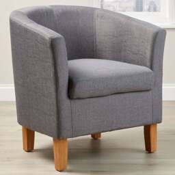 Home Source Bedford Light Grey Padded Tub Chair - Size: Single - Wilko - thumbnail 1