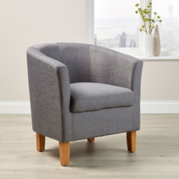 Home Source Bedford Light Grey Padded Tub Chair - Size: Single - Wilko - thumbnail 6