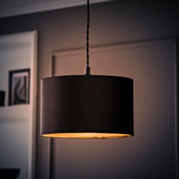 ValueLights Reni Black Velvet Small Drum Ceiling Lamp Shade 25cm - Size: 15 x 25 x 25cm - Wilko - thumbnail 7