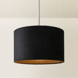 ValueLights Reni Black Velvet Small Drum Ceiling Lamp Shade 25cm - Size: 15 x 25 x 25cm - Wilko - thumbnail 6