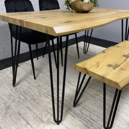 Kosy Koala 4 Seater Velvet Wooden Dining Set with Bench Black - Multi - Wilko - thumbnail 6