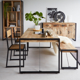 Brooklyn Carnaby 2 Seater Industrial Metal and Wood Bench - Brown - Wilko - thumbnail 5