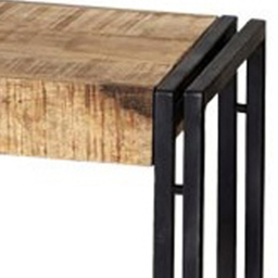 Brooklyn Carnaby 2 Seater Industrial Metal and Wood Bench - Brown - Wilko - thumbnail 4
