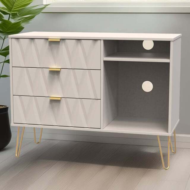Crowndale Diamond 3 Drawer 2 Shelf Kashmir Matt TV Unit Ready Assembled - Size: 75 x 97 x 40cm - Wilko - image 1